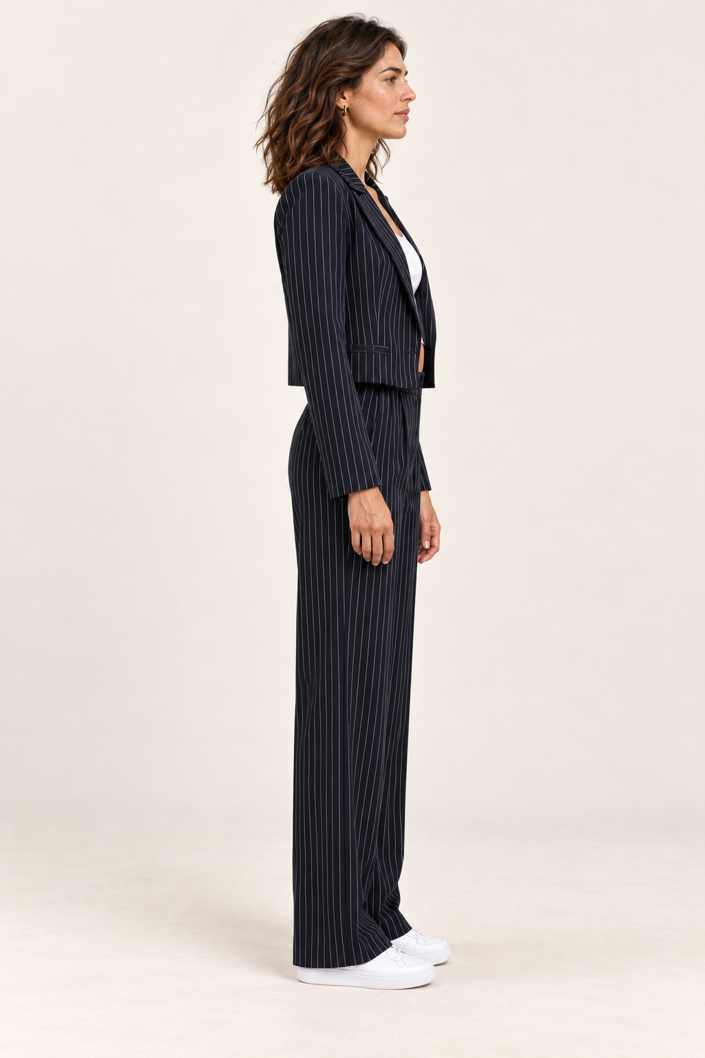 Fato de mulher com blazer e calças — Azul-marinho, vista lateral