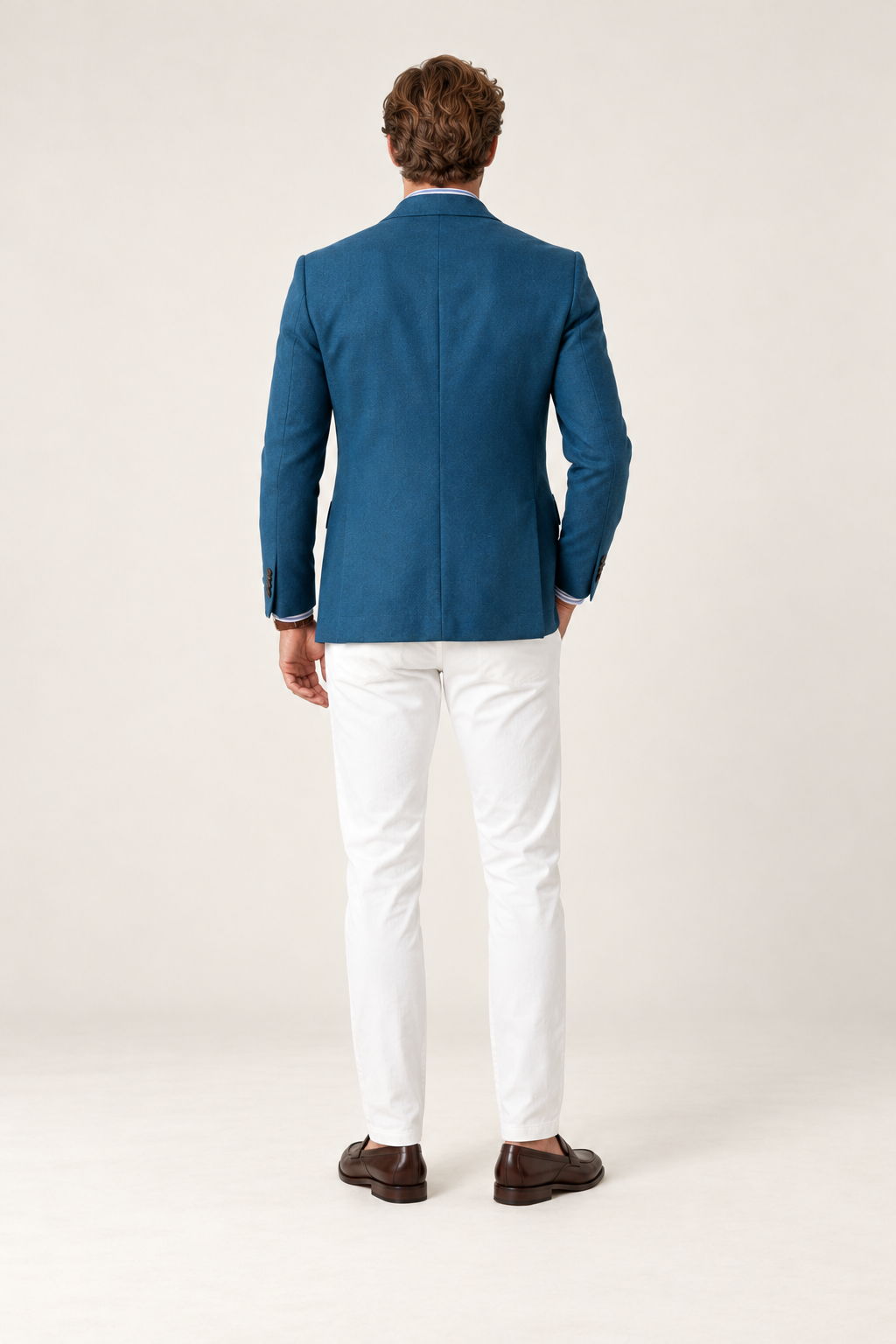 Blazer de homem com lapelas em bico — Azul, vista de costas