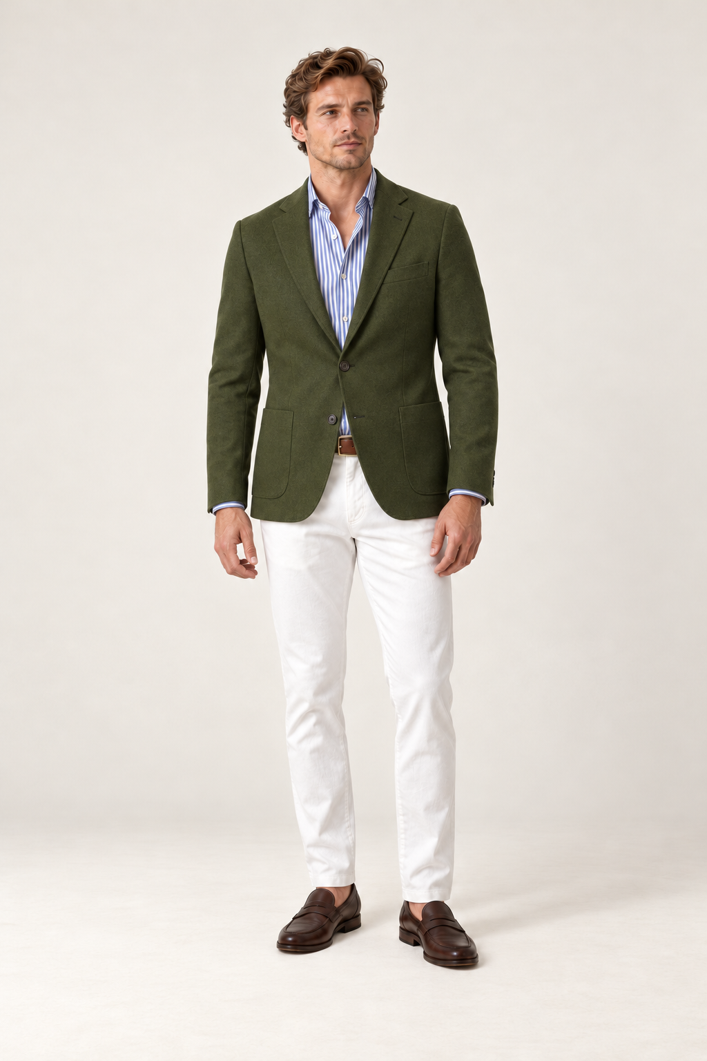 Blazer de homem com lapelas em bico — Verde-escuro, vista de frente