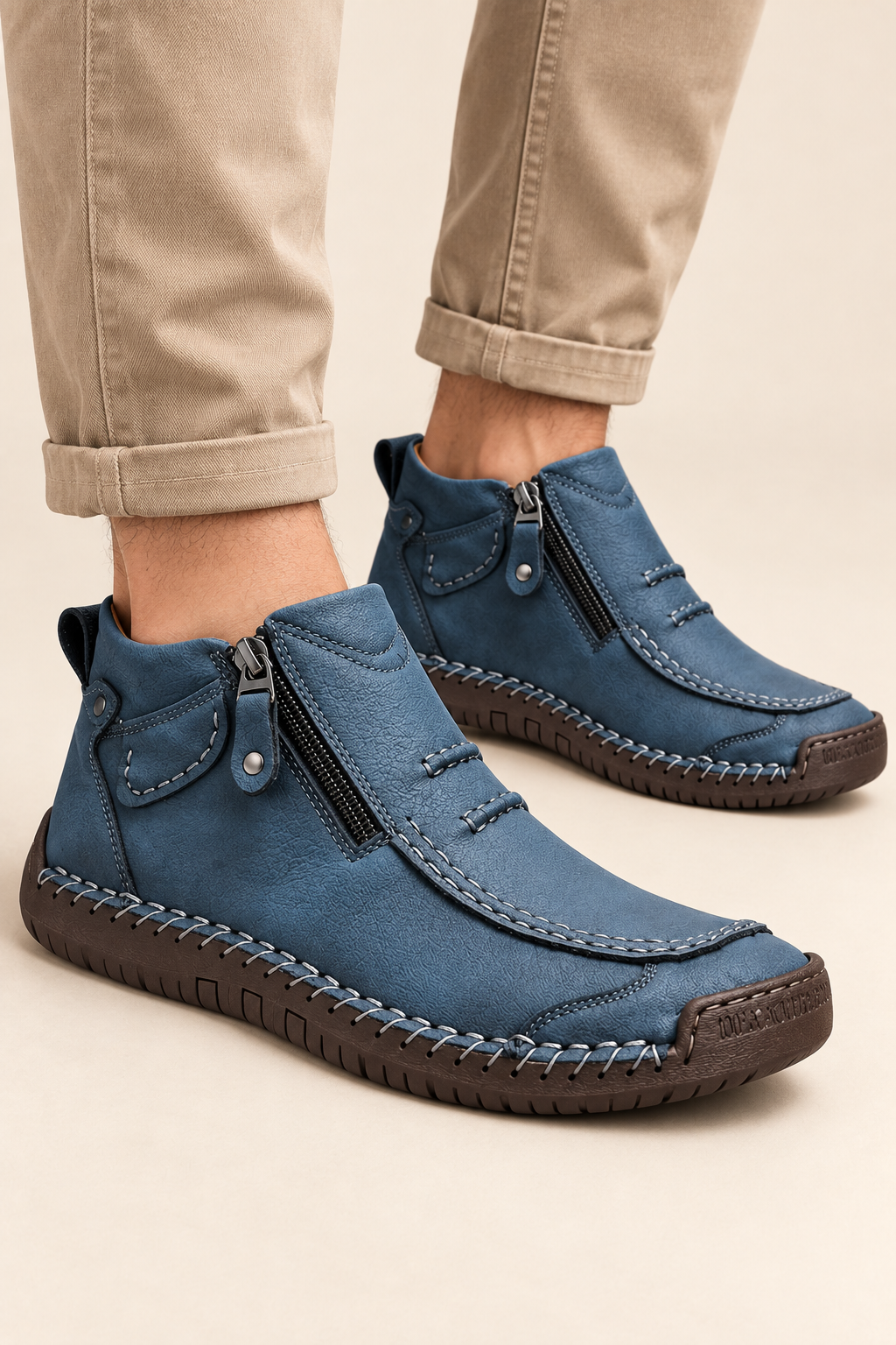 Sapatos de homem com fecho éclair — Azul, vista de frente
