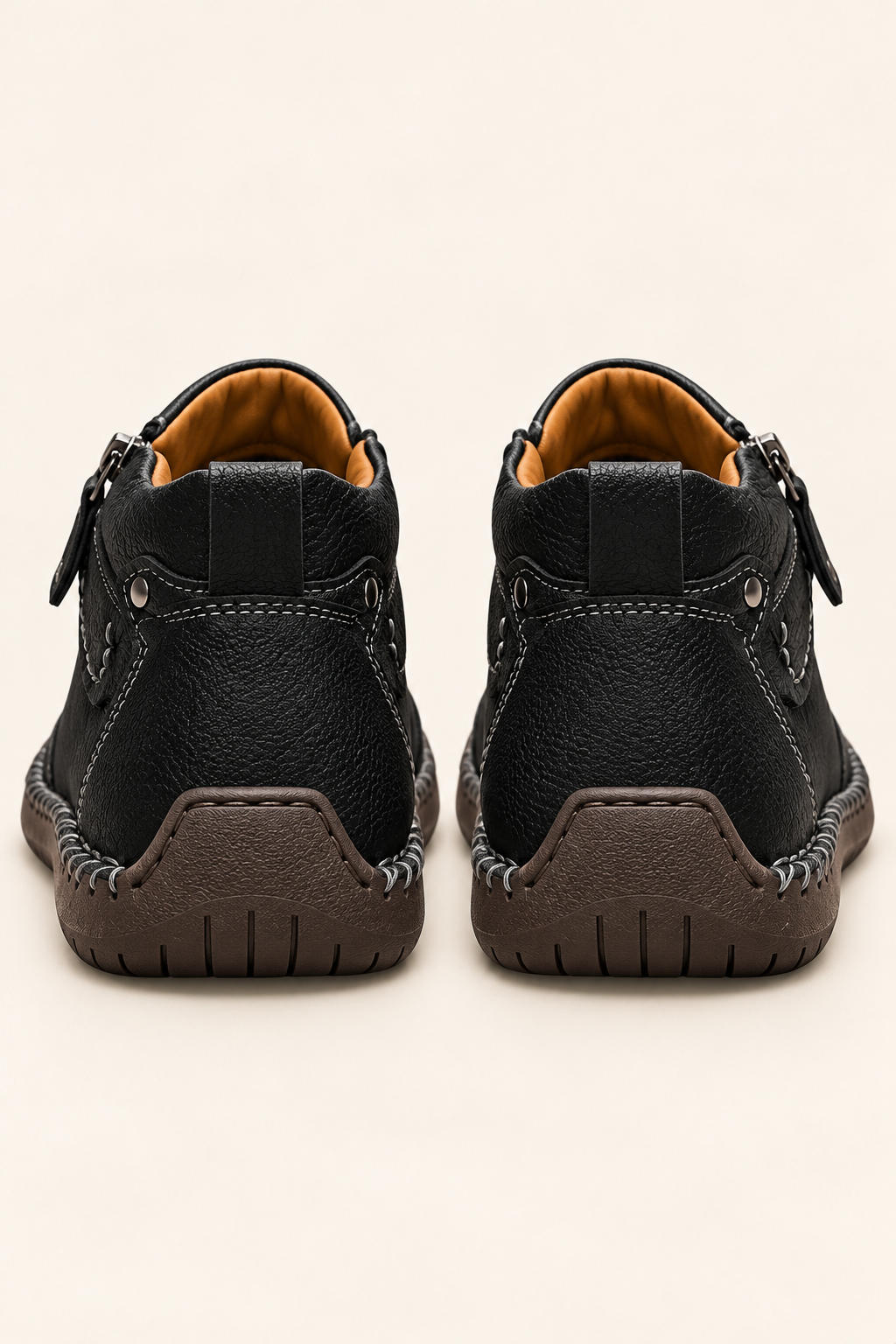 Sapatos de homem com fecho éclair — Preto, vista de costas