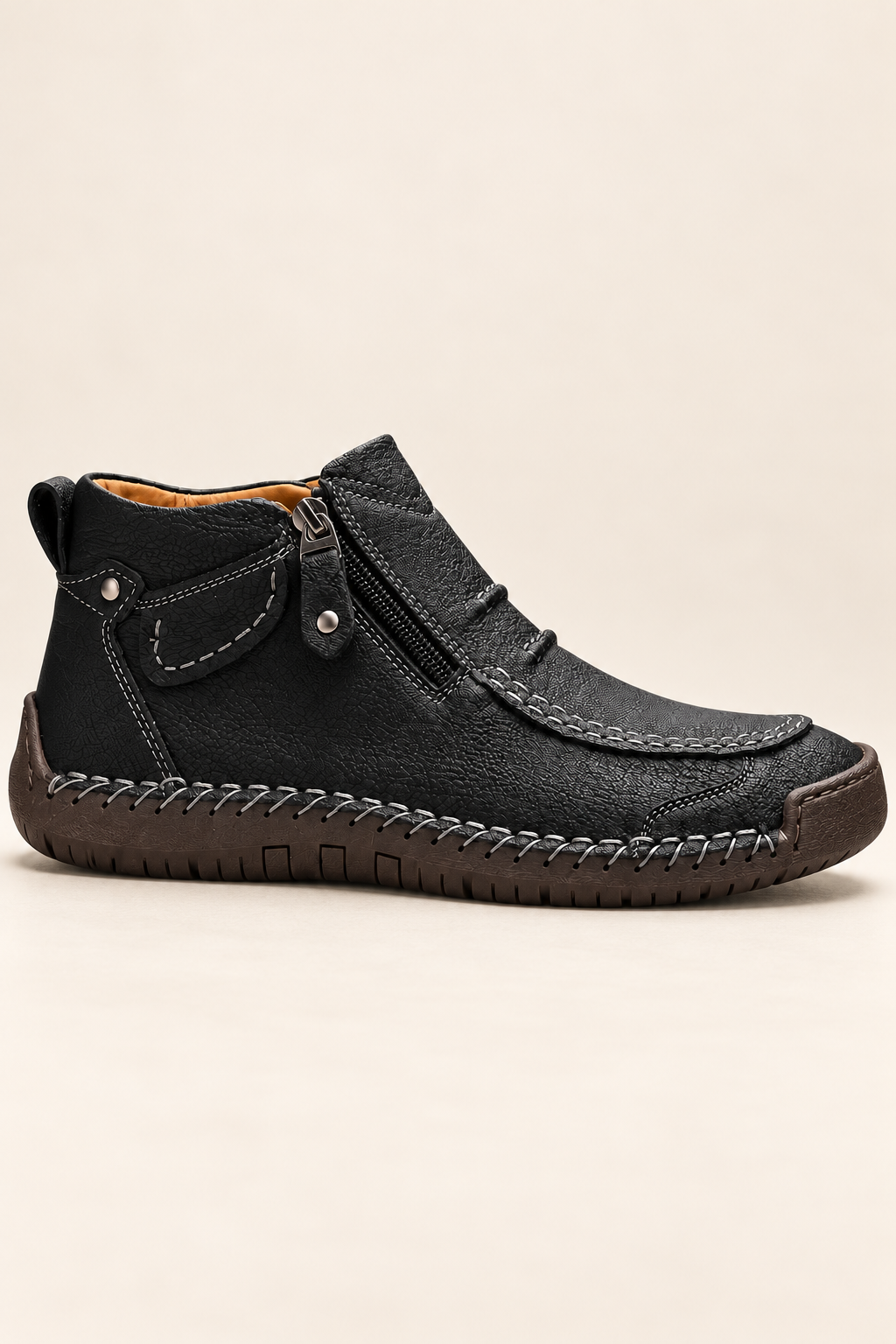 Sapatos de homem com fecho éclair — Preto, vista lateral